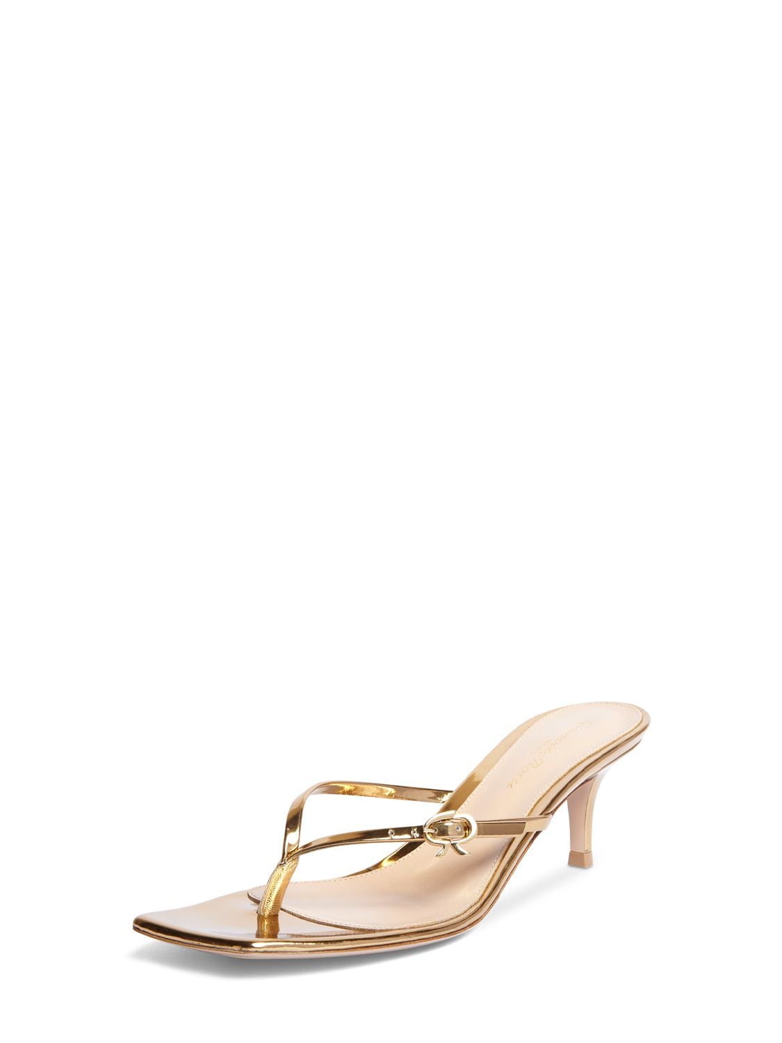 Shop Gianvito Rossi 55mm Ribbon Leather Thong Sandals In Gold
