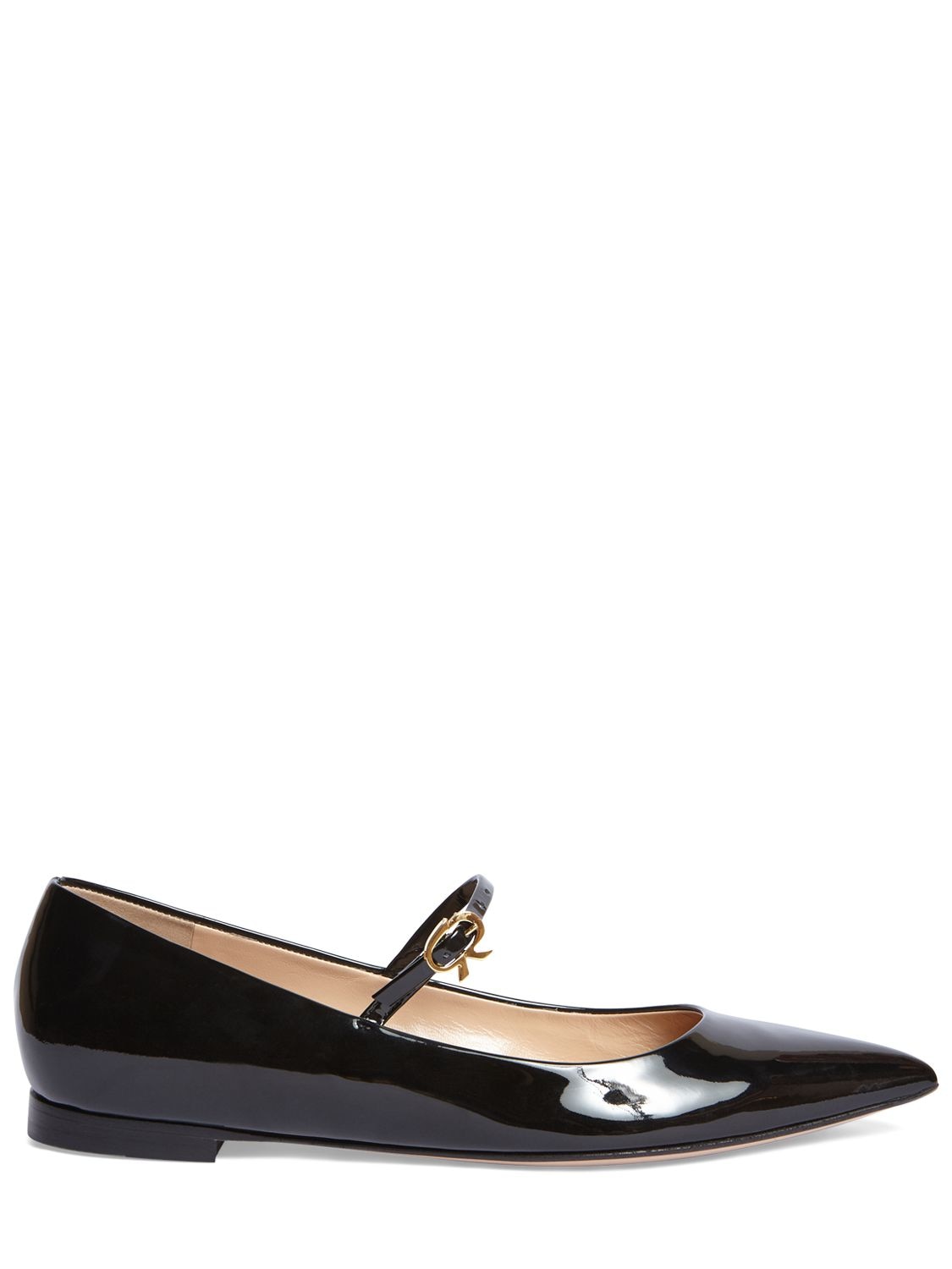 Shop Gianvito Rossi 5mm Ribbon Patent Leather Maryjane Flats In Black