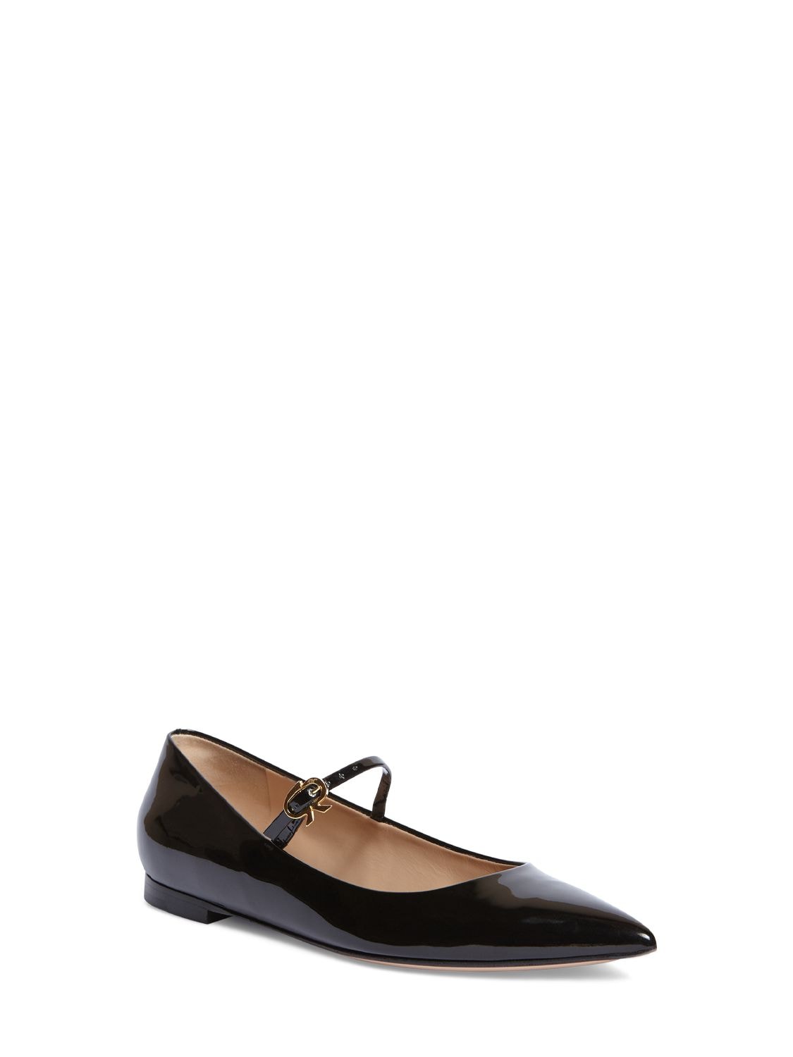 Shop Gianvito Rossi 5mm Ribbon Patent Leather Maryjane Flats In Black