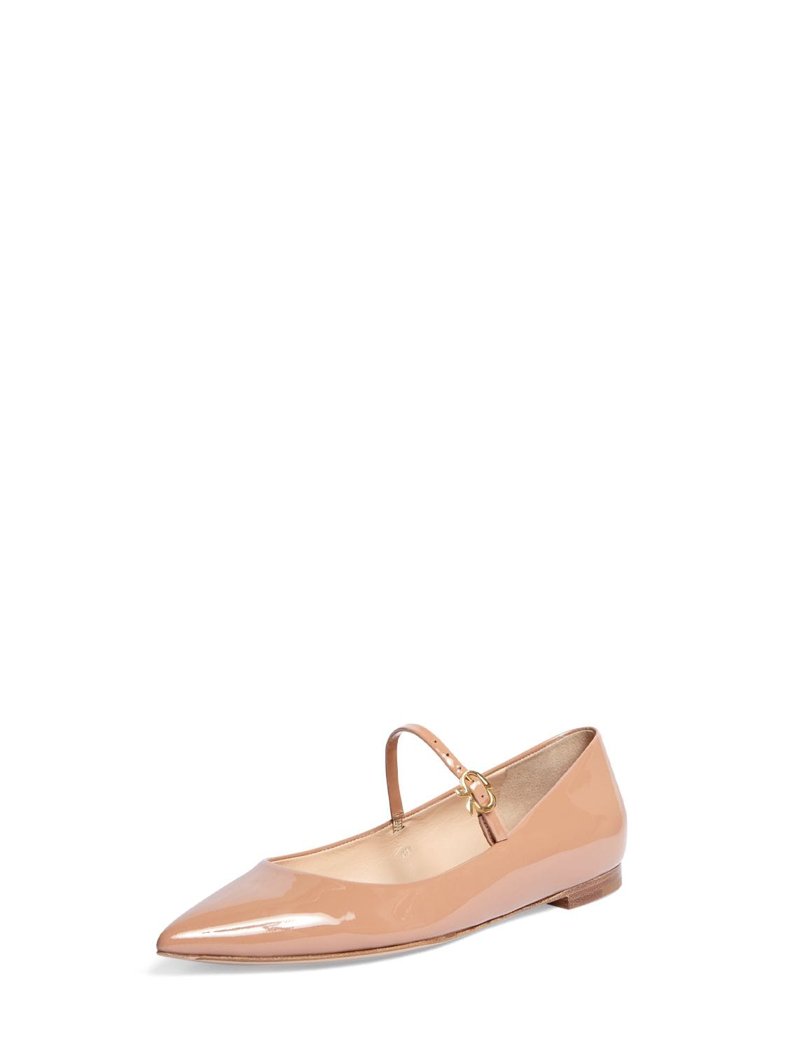 Gianvito Rossi Ribbon Patent Leather Mary Jane Flats In Nude