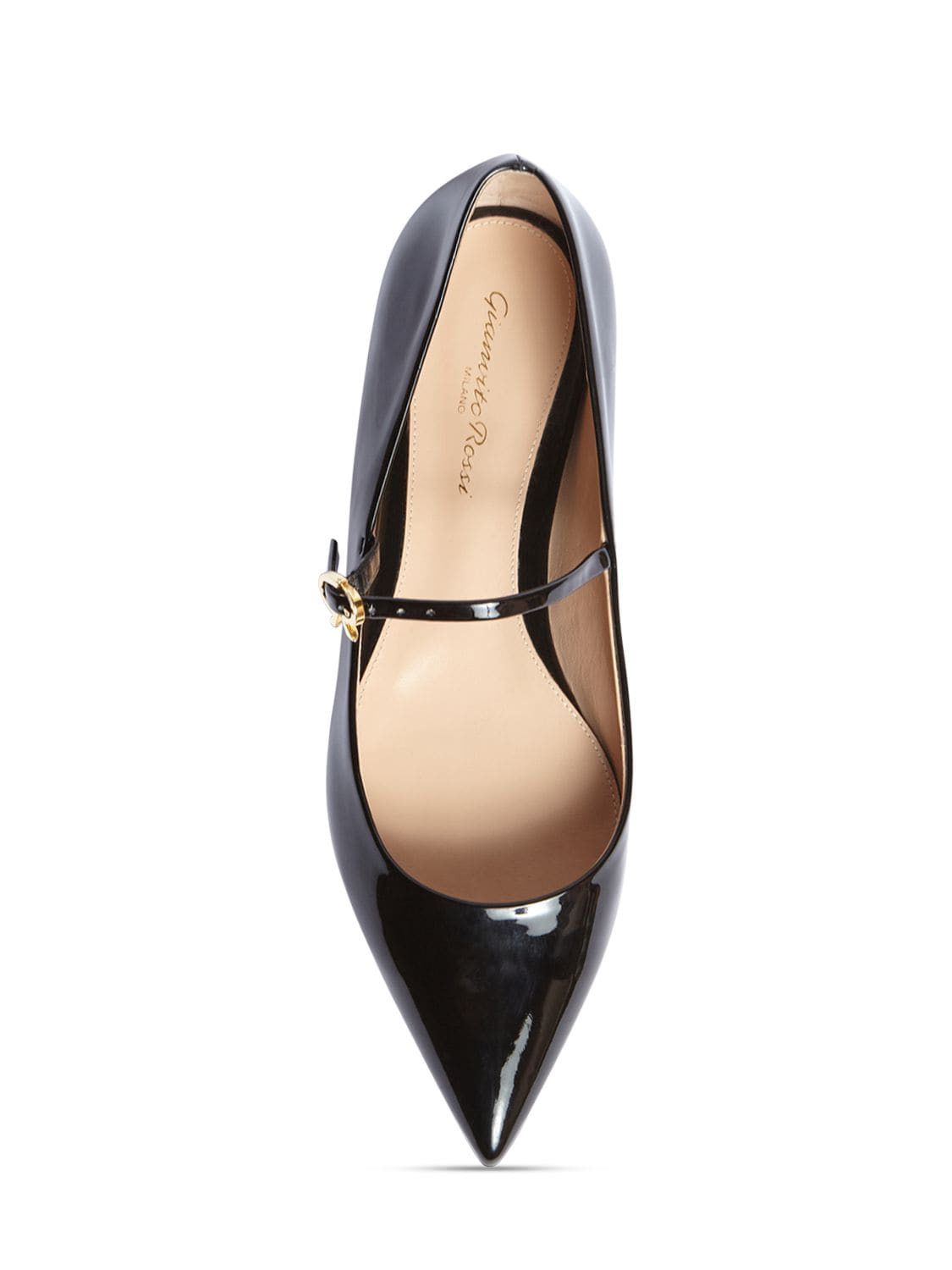 Shop Gianvito Rossi 5mm Ribbon Patent Leather Maryjane Flats In Black