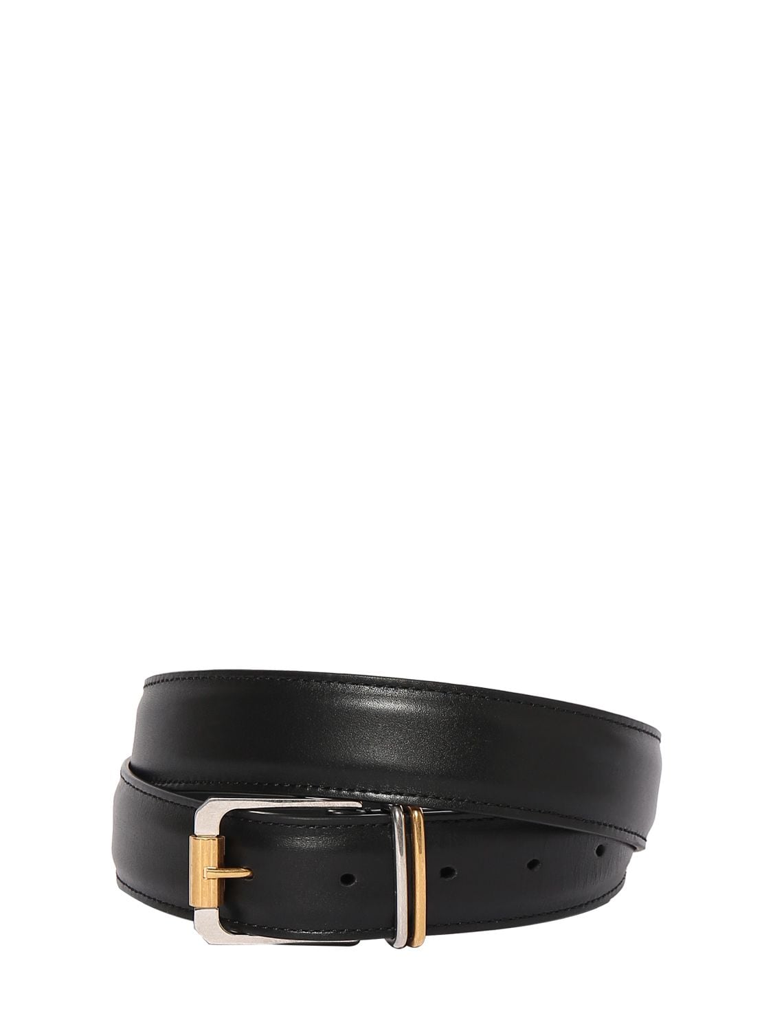 The Row Moon Leather Belt In Black Ang