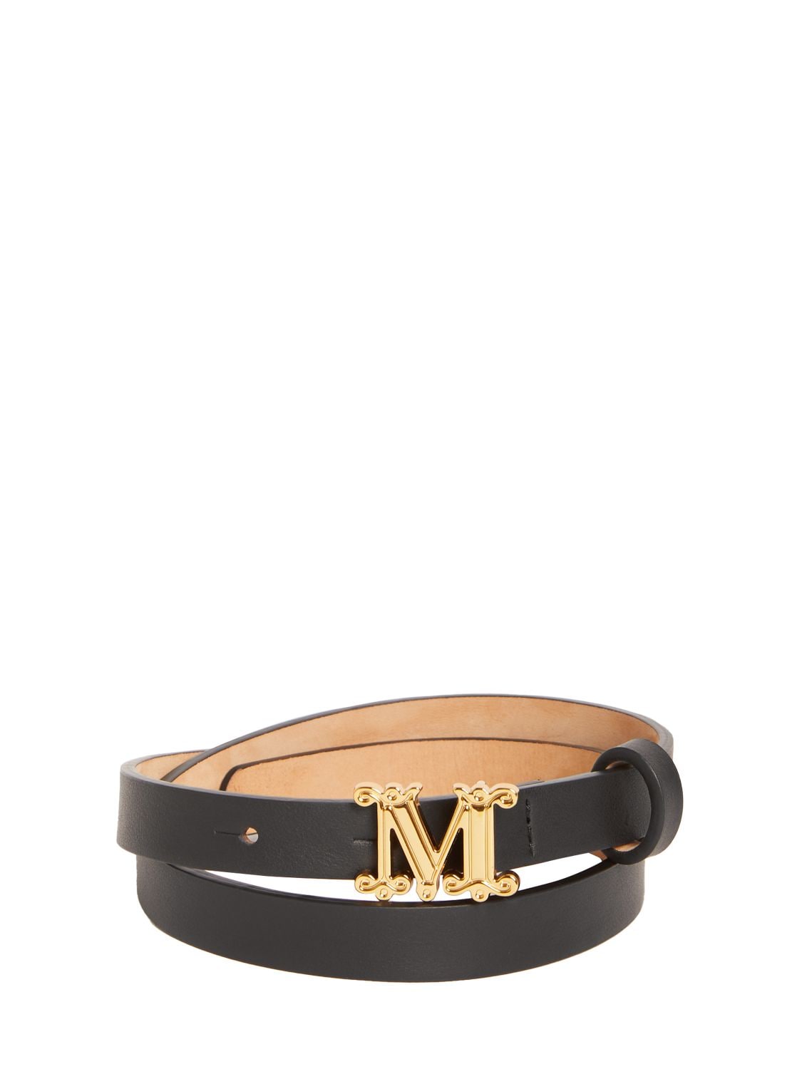 Max Mara 1.5cm Graziata Leather Belt In Black
