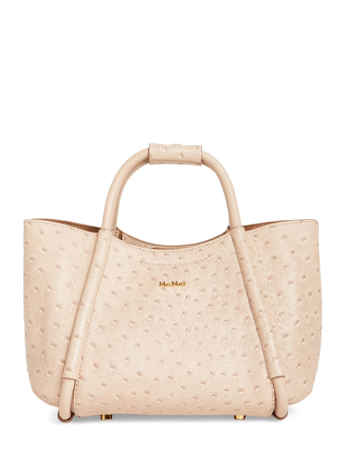 Max Mara Xs Marin Ostrich Embossed Top Handle Bag In Canapa