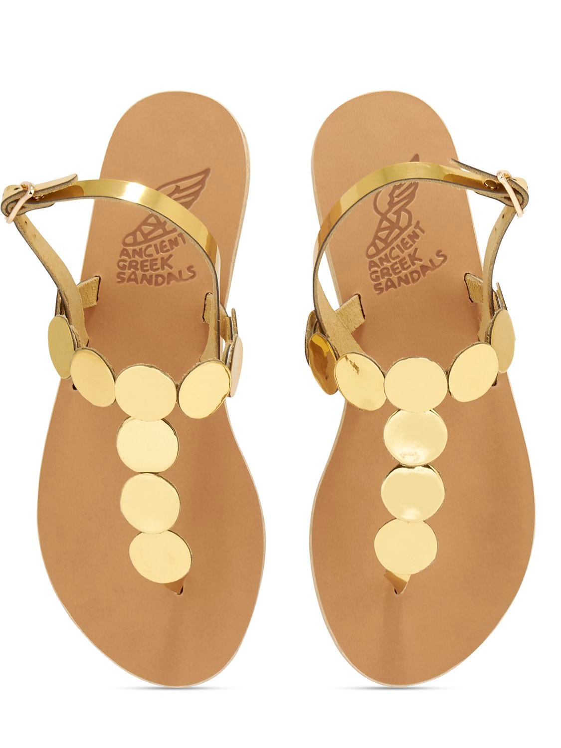 Shop Ancient Greek Sandals 5mm Ilios Metallic Leather Flat Sandals In Gold