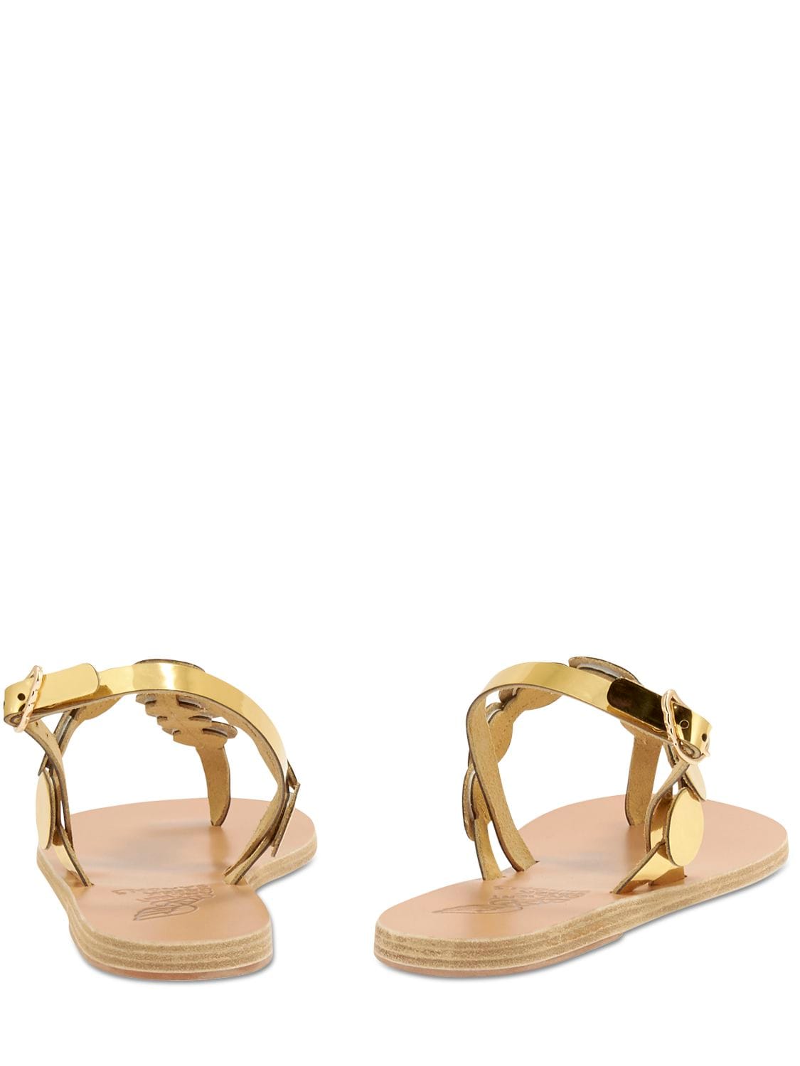 Shop Ancient Greek Sandals 5mm Ilios Metallic Leather Flat Sandals In Gold
