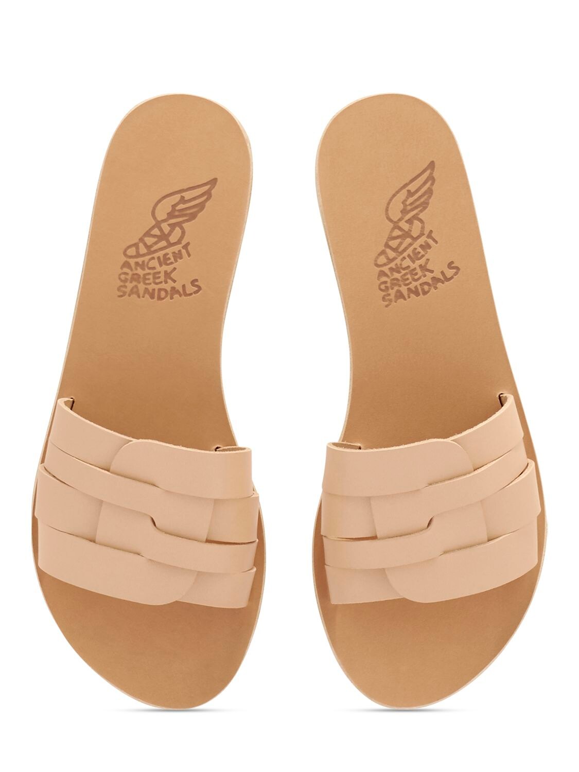 Shop Ancient Greek Sandals 5mm Filenada Leather Flat Slides In Natural