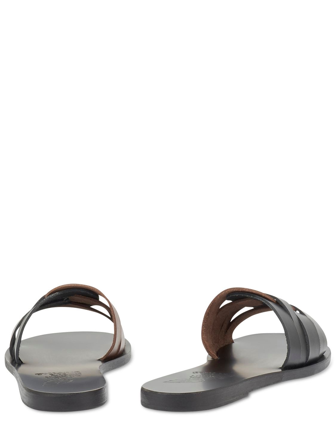 Shop Ancient Greek Sandals 5mm Filenada Leather Flat Slides In Dunkelbraun