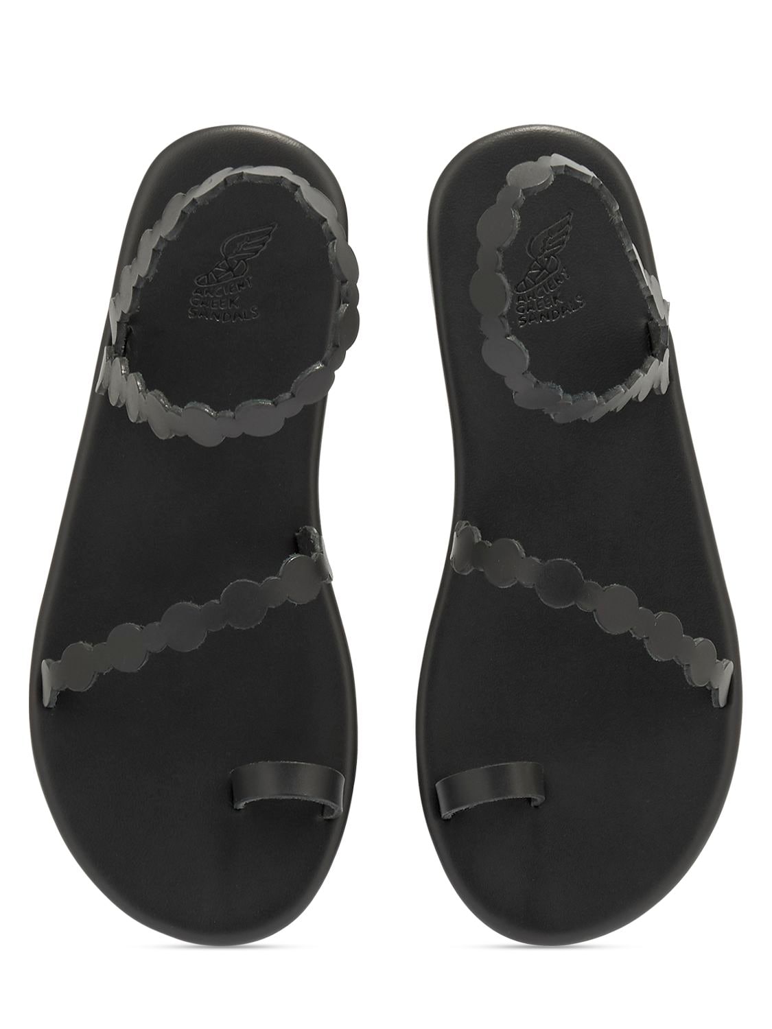 Shop Ancient Greek Sandals Cronos Leather Flat Sandals In Schwarz