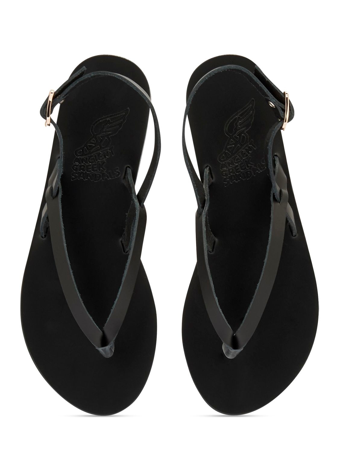 Shop Ancient Greek Sandals 5mm Synthesis Leather Flat Sandals In Schwarz