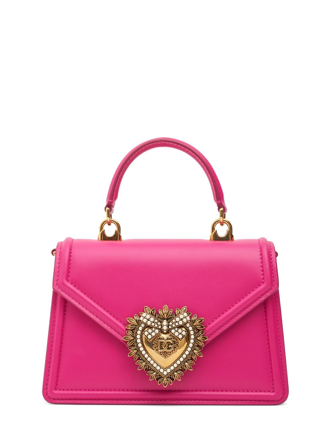 Dolce & Gabbana Mini Devotion Leather Top Handle Bag In Shocking Pink