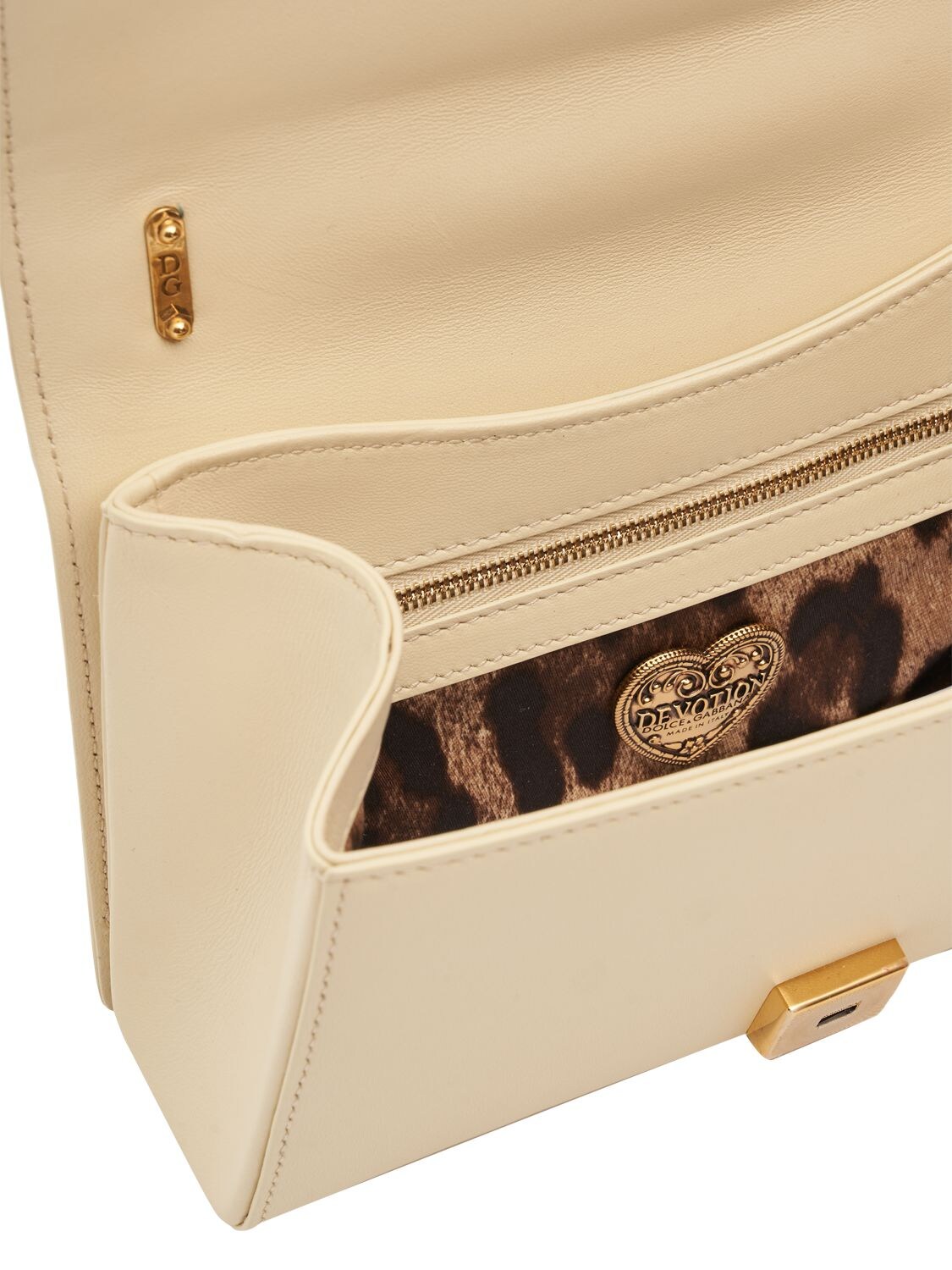 Shop Dolce & Gabbana Devotion Leather Shoulder Bag In Burro