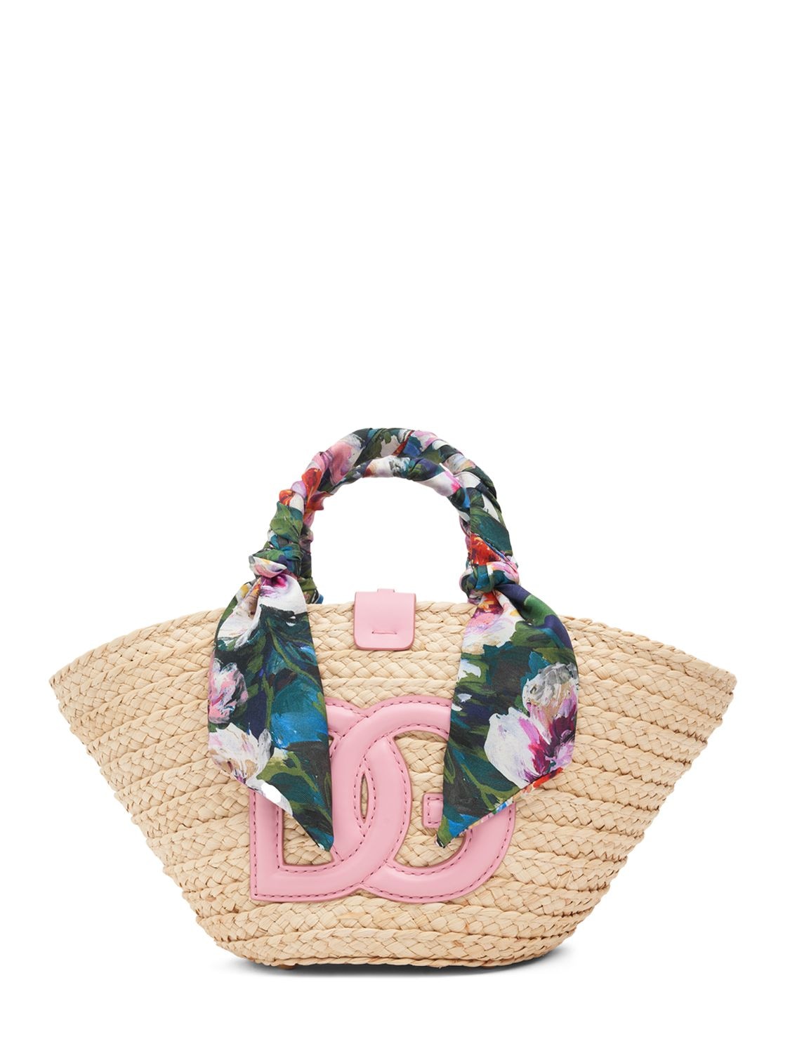 Dolce & Gabbana Small Kendra Straw Tote Bag In Peonie