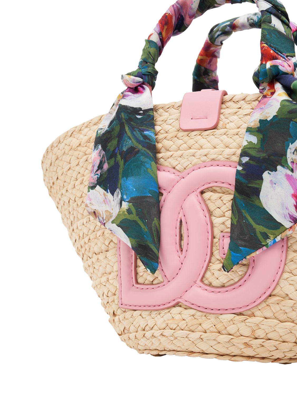 Shop Dolce & Gabbana Small Kendra Straw Tote Bag In Peonie