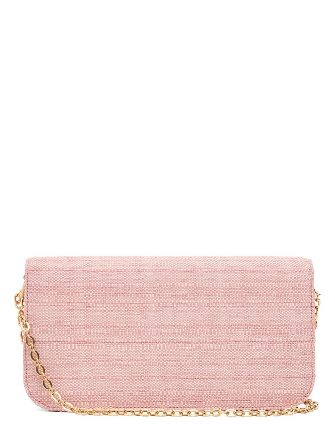 Shop Dolce & Gabbana Raffia Chain Shoulder Bag In Rosa Baby