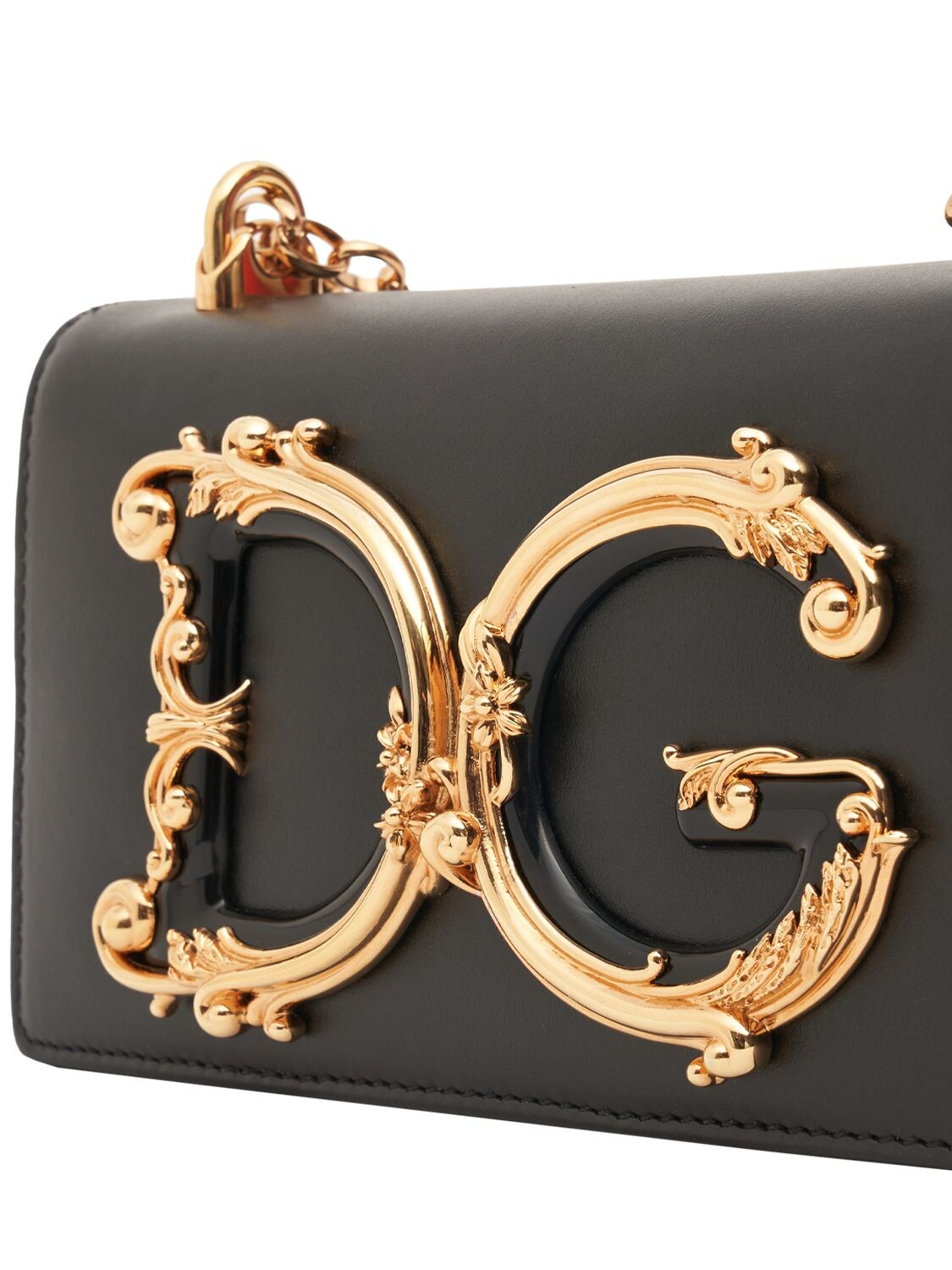 Shop Dolce & Gabbana Mini Dg Girls Leather Shoulder Bag In Black