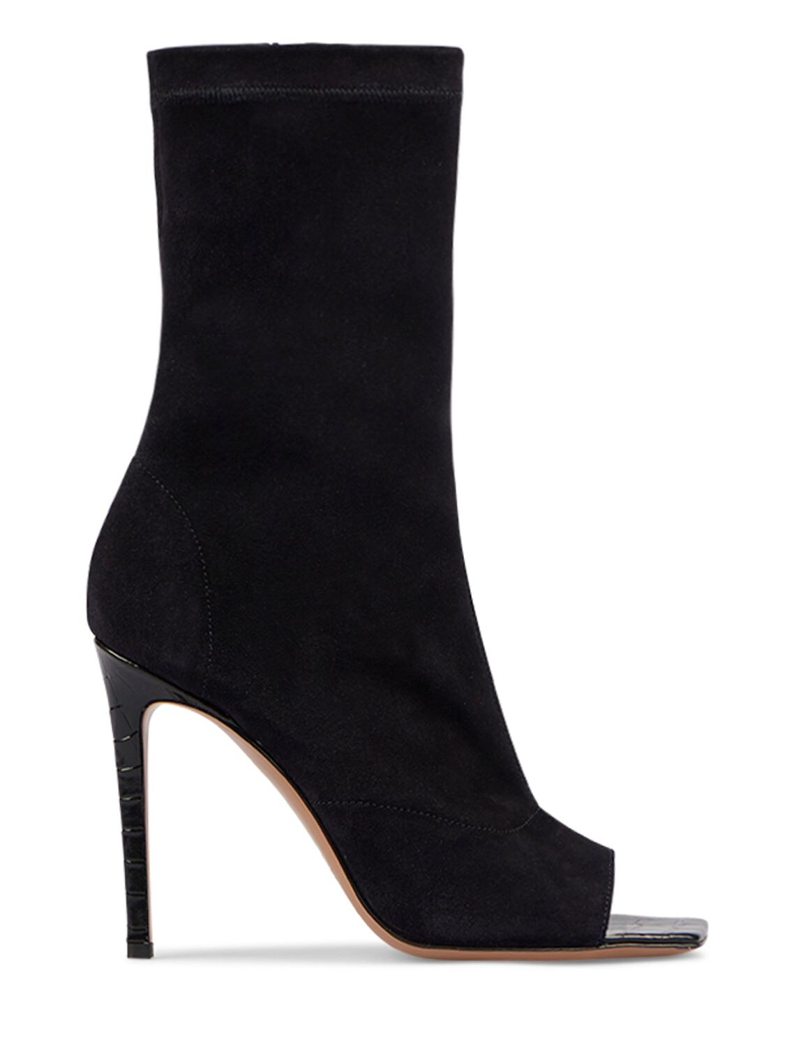 Shop Paris Texas 105mm Amanda Suede Ankle Boots In Washed Black