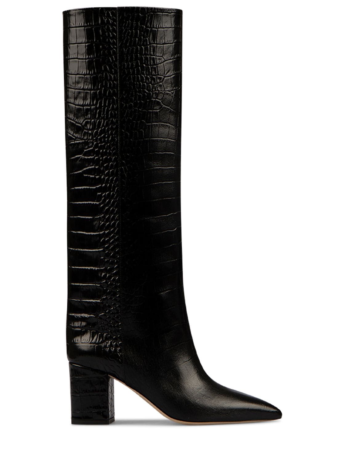Shop Paris Texas 70mm Anja Croc Embossed Tall Boots In Black