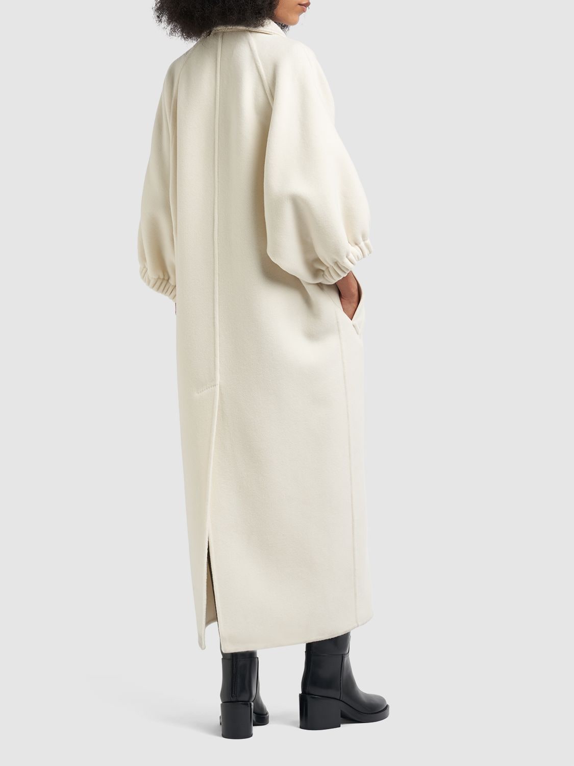 Shop Max Mara Zaffo Cashmere Double Breasted Long Coat In Ivory