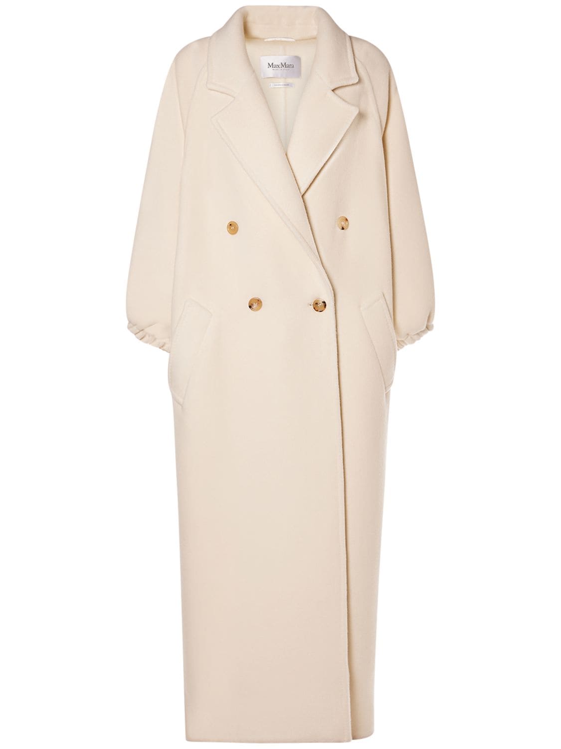Max Mara Zaffo Cashmere Double Breasted Long Coat In Ivory