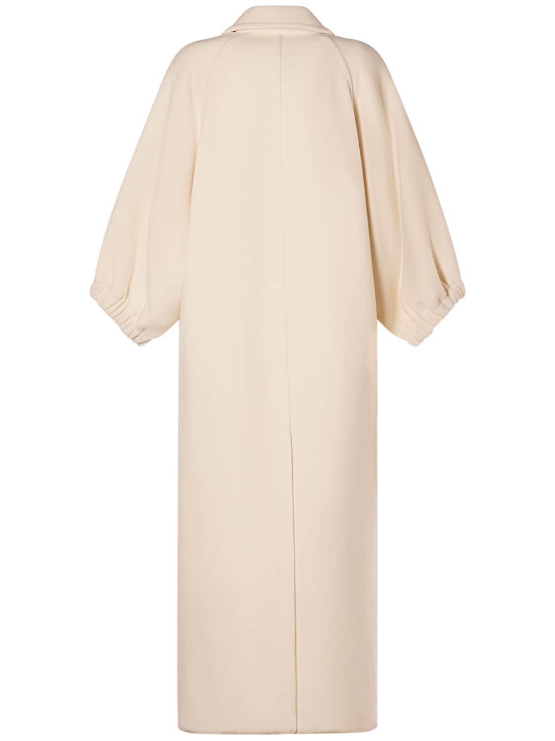 Shop Max Mara Zaffo Cashmere Double Breasted Long Coat In Ivory