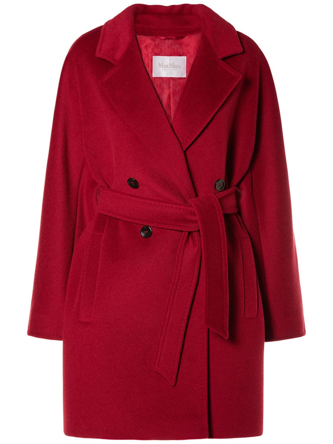 Shop Max Mara Addurre Wool & Cashmere Belted Midi Coat In Red