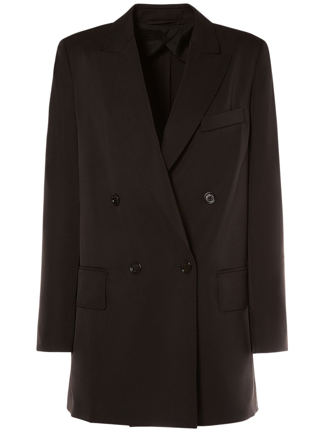 Max Mara Levico Wool & Mohair Long Jacket In Black
