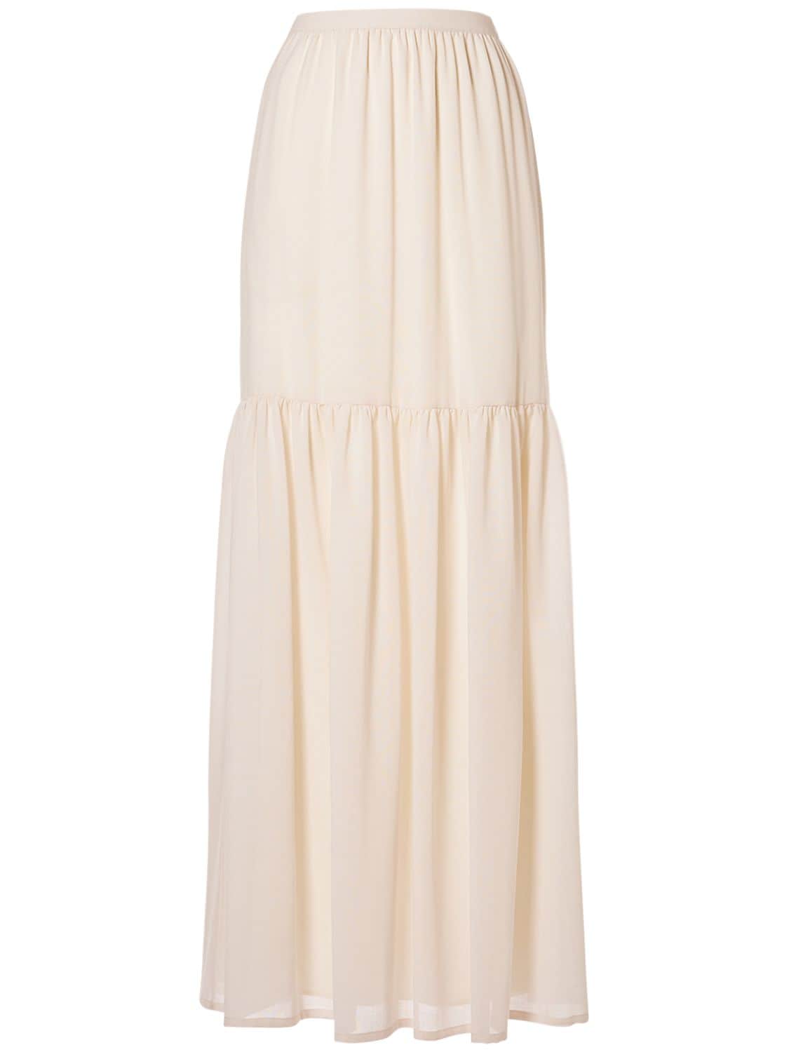 Shop Max Mara Cafila Wool Flared High Waist Long Skirt In White