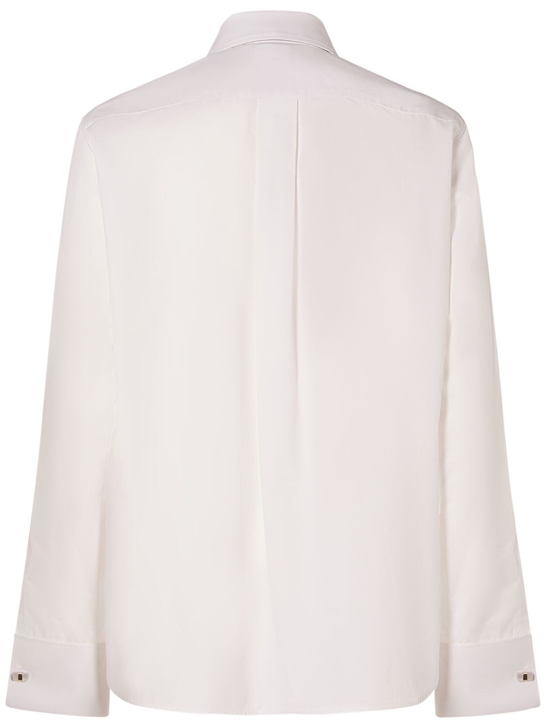 Shop Max Mara Laser Cotton Shirt W/ Bow Tie In White