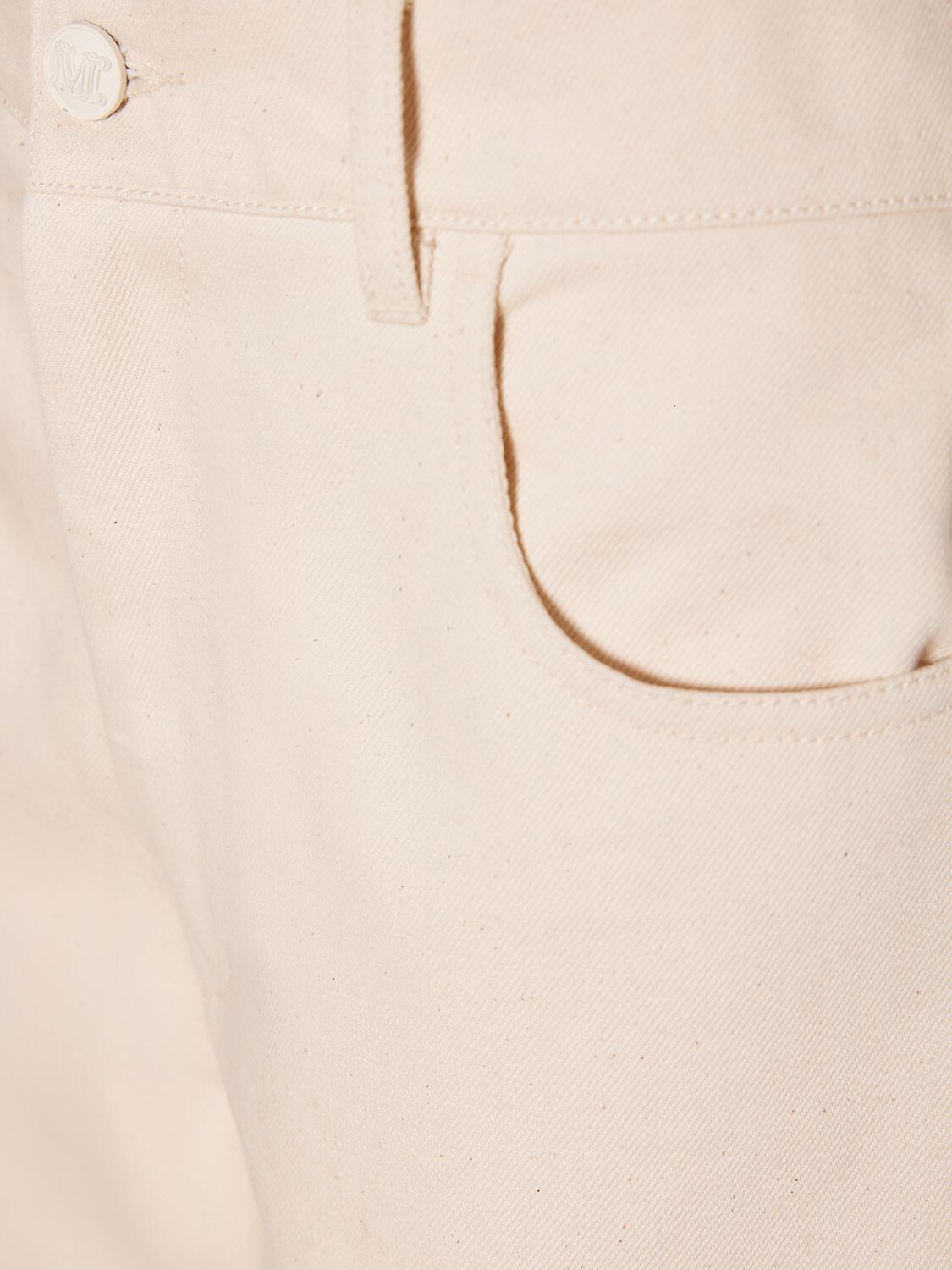 Shop Max Mara Segnale Denim High Rise Cargo Wide Jeans In Ivory