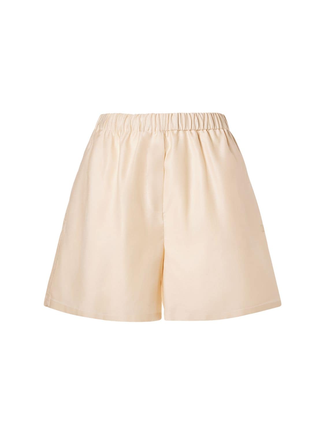 Shop Max Mara Piadena Cotton High Waist Shorts In Ivory