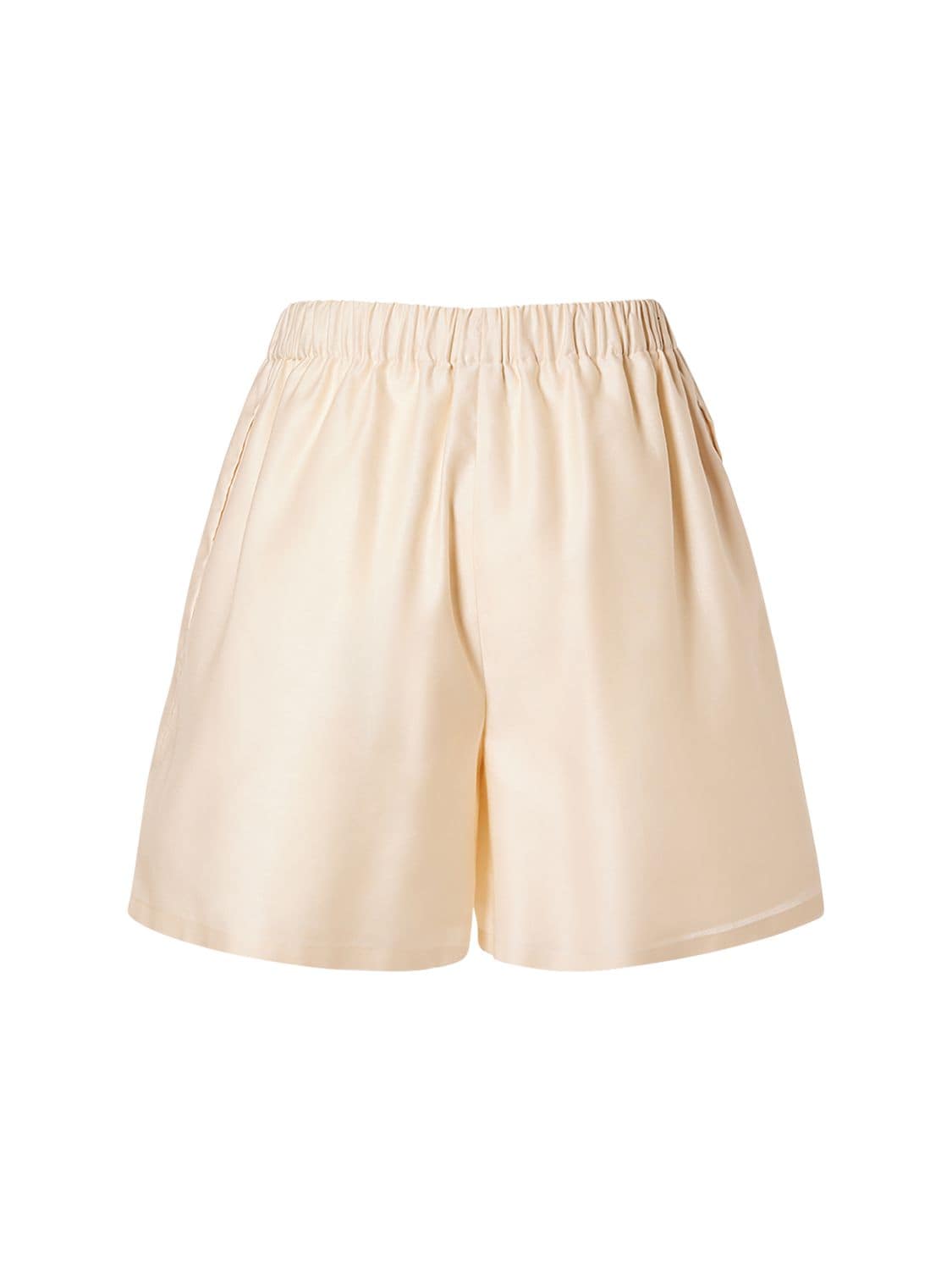 Shop Max Mara Piadena Cotton High Waist Shorts In Ivory
