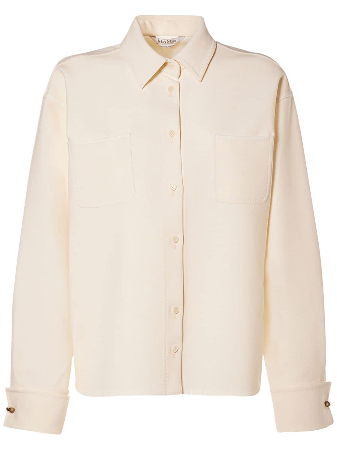 Max Mara Tirolo Wool Crepe Shirt Jacket In Ivory