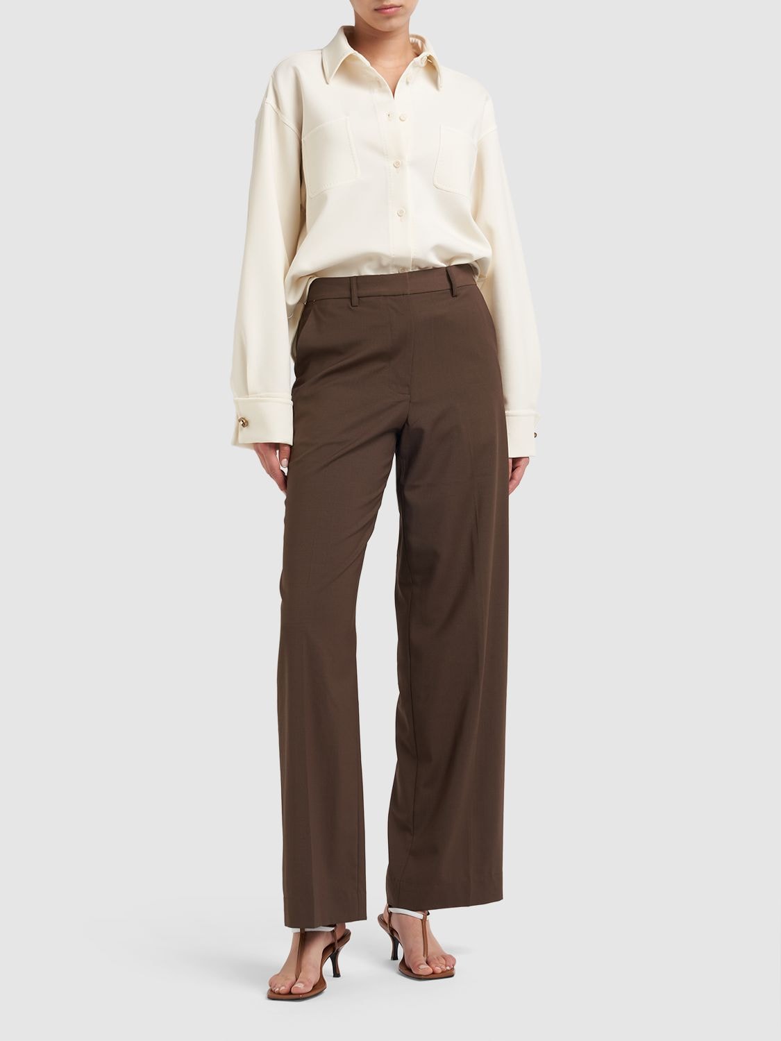 Shop Max Mara Tirolo Wool Crepe Shirt Jacket In Ivory