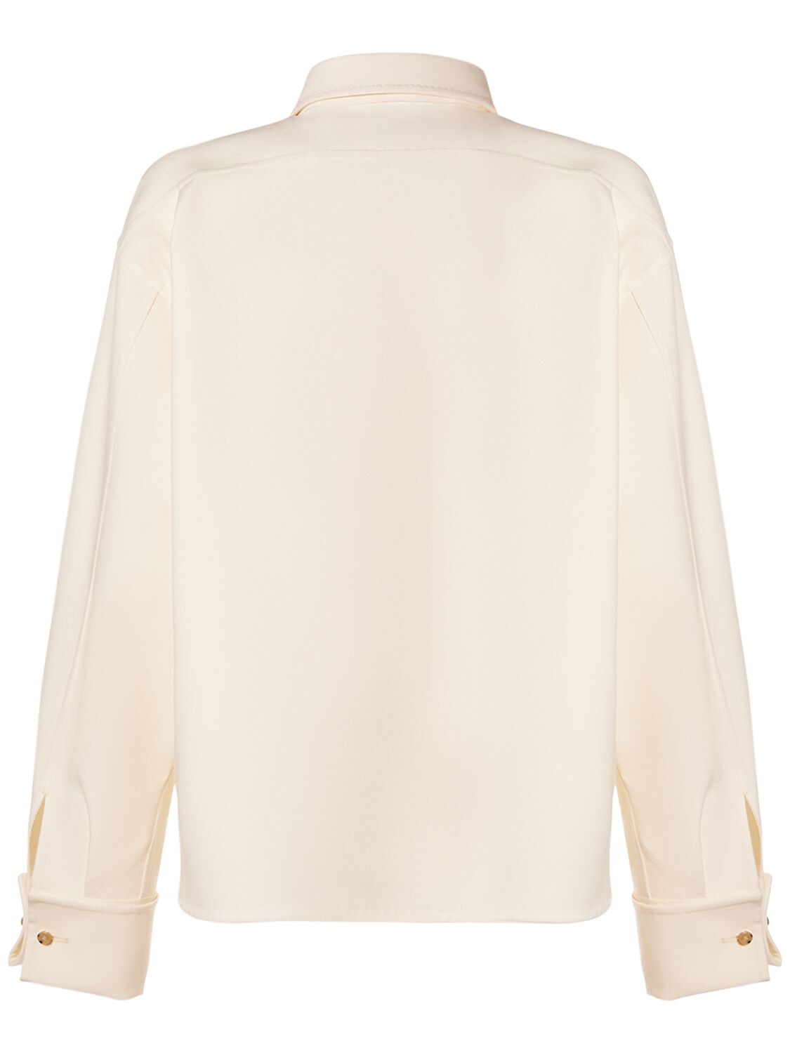 Shop Max Mara Tirolo Wool Crepe Shirt Jacket In Ivory