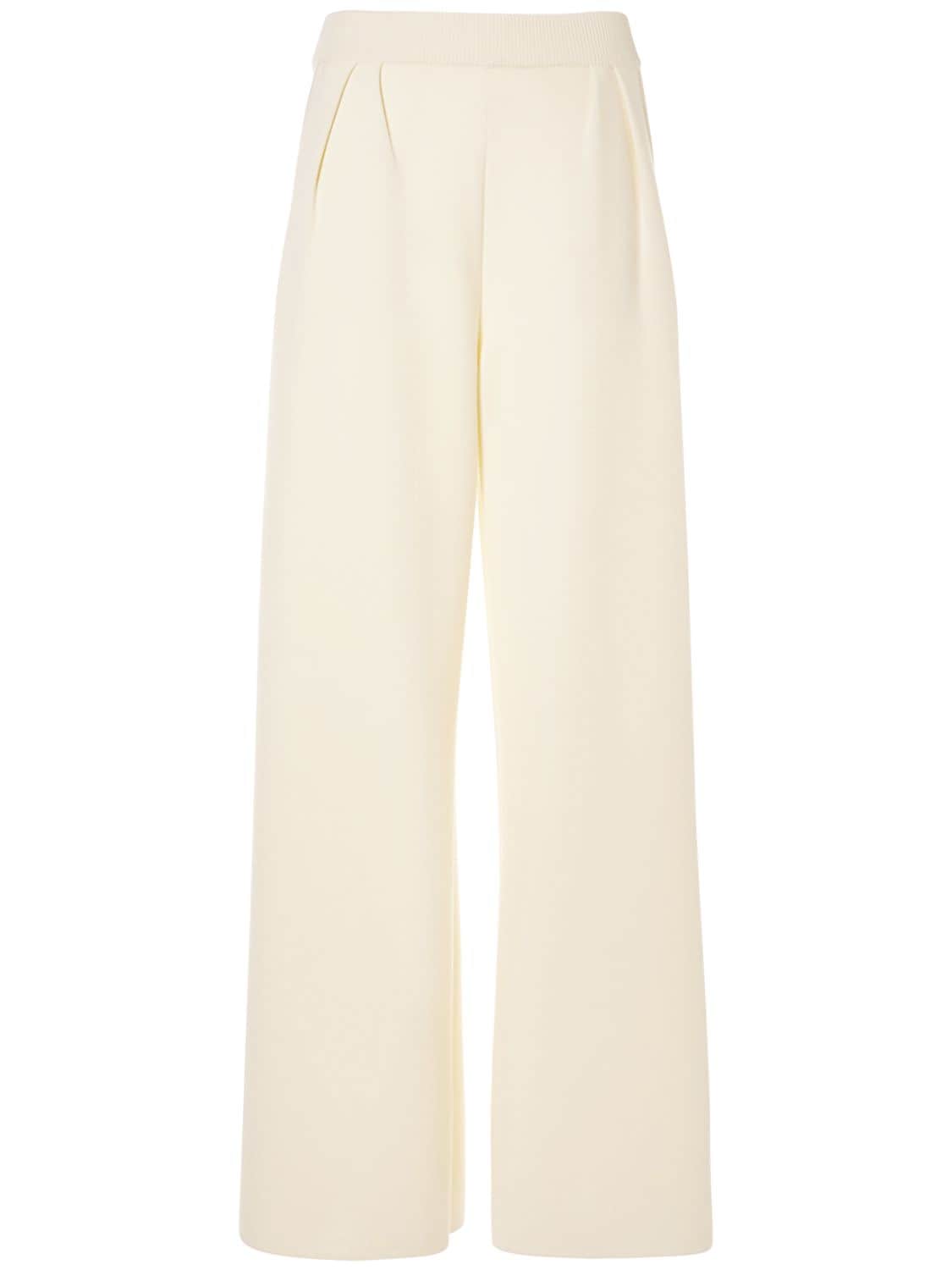 Shop Max Mara Nocera Wool High Waist Wide Pants In White
