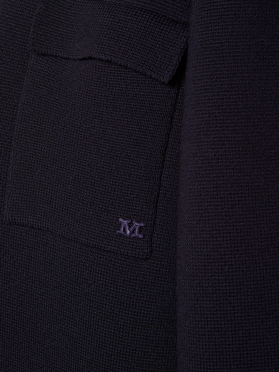 Shop Max Mara Oversize Wool Knit Cardigan In Dark Blue