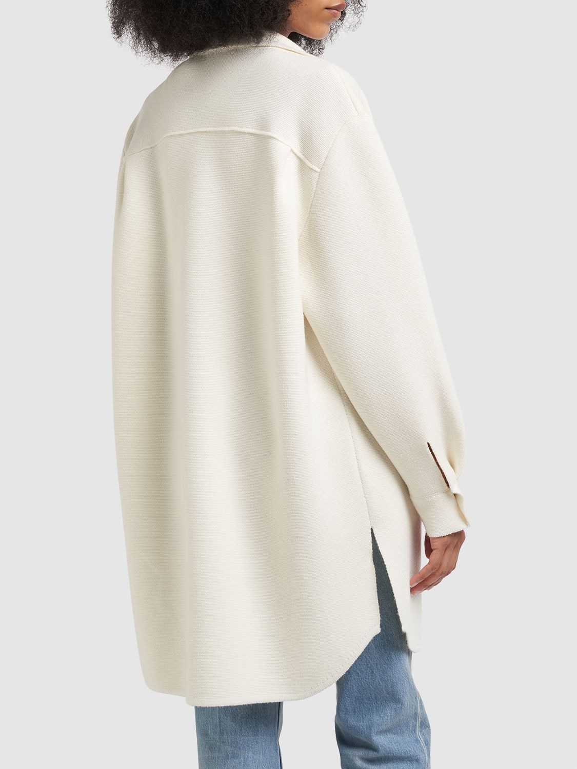 Shop Max Mara Oversize Wool Knit Cardigan In White