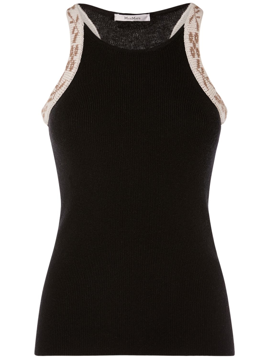 Max Mara Pleiadi Wool & Cashmere Sleeveless Top In Multi,black