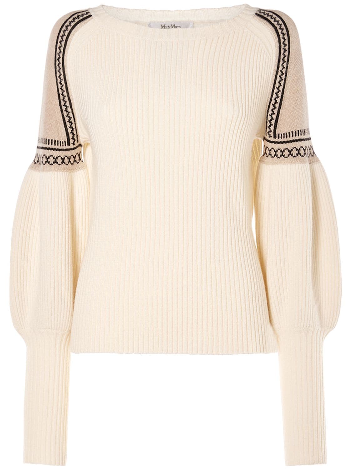 Shop Max Mara Cosetta Wool & Cashmere Flared Sweater In White,multi