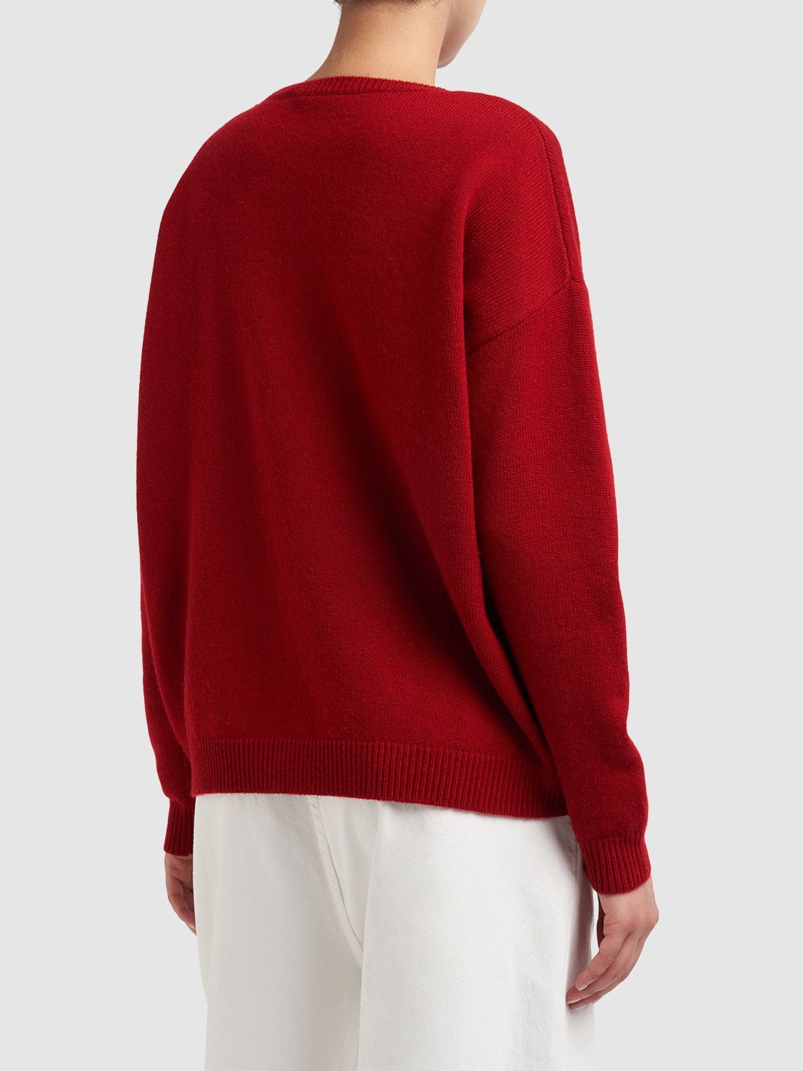 Shop Max Mara Nias Embroidered Wool & Cashmere Sweater In Red