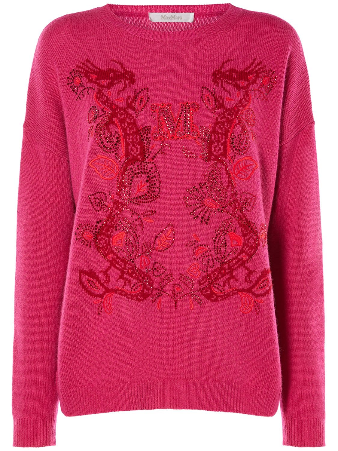 Max Mara Nias Embroidered Wool & Cashmere Sweater In Fuchsia