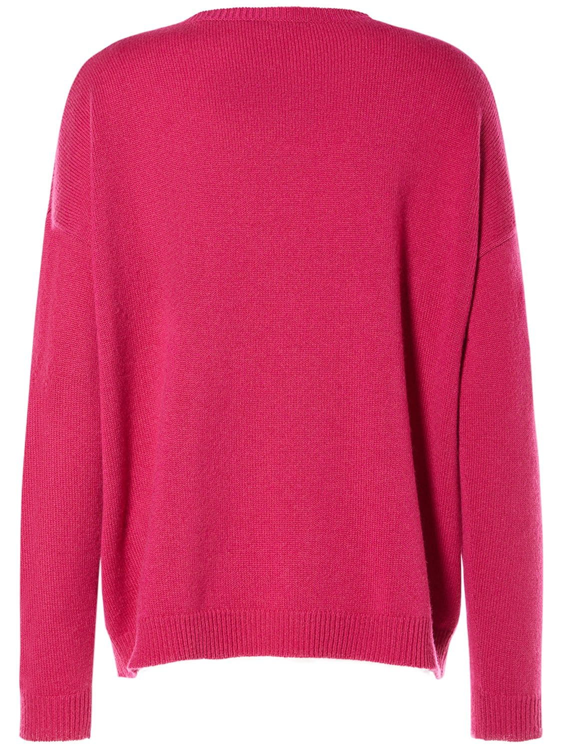 Shop Max Mara Nias Embroidered Wool & Cashmere Sweater In Fuchsia