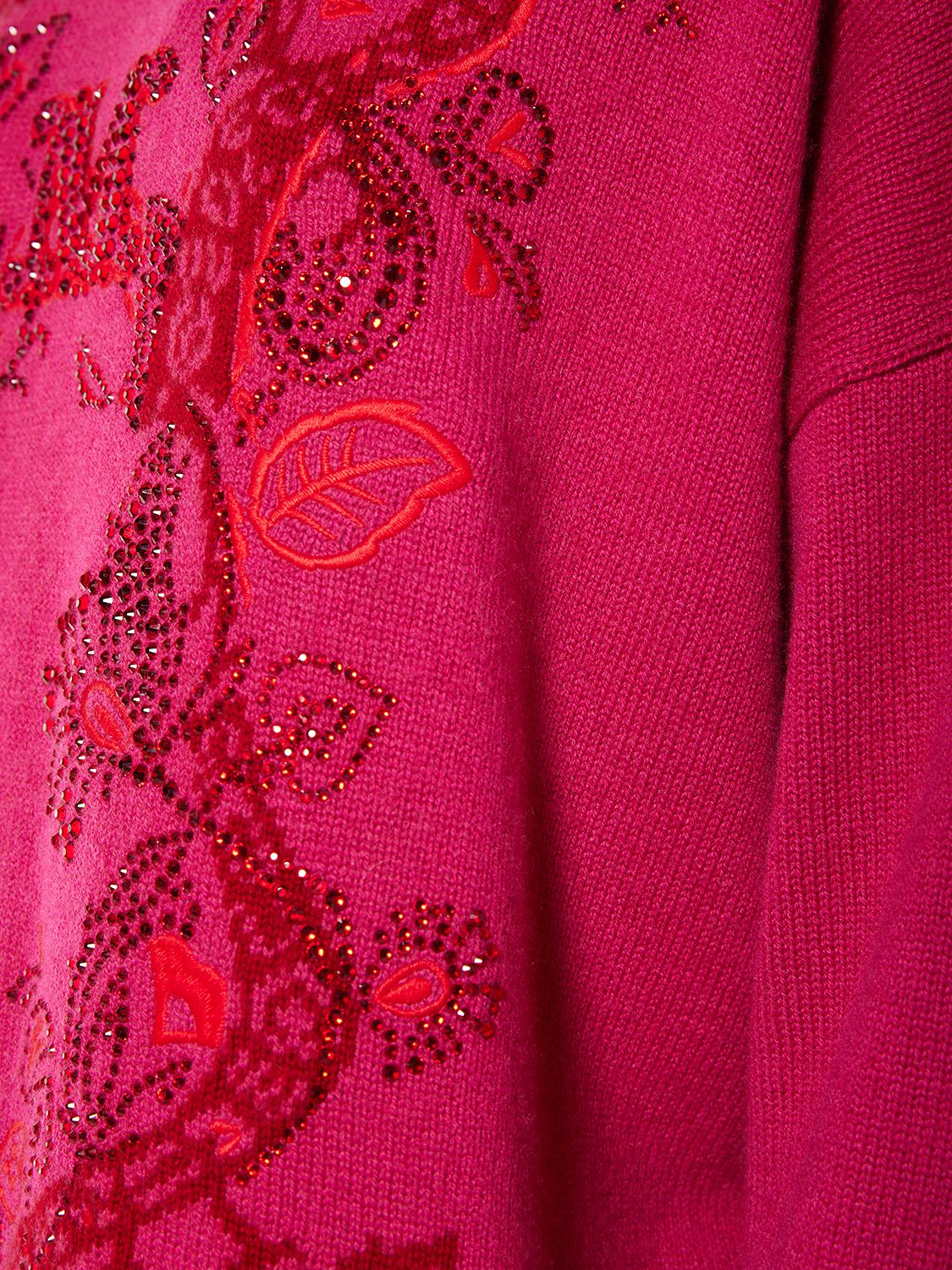 Shop Max Mara Nias Embroidered Wool & Cashmere Sweater In Fuchsia