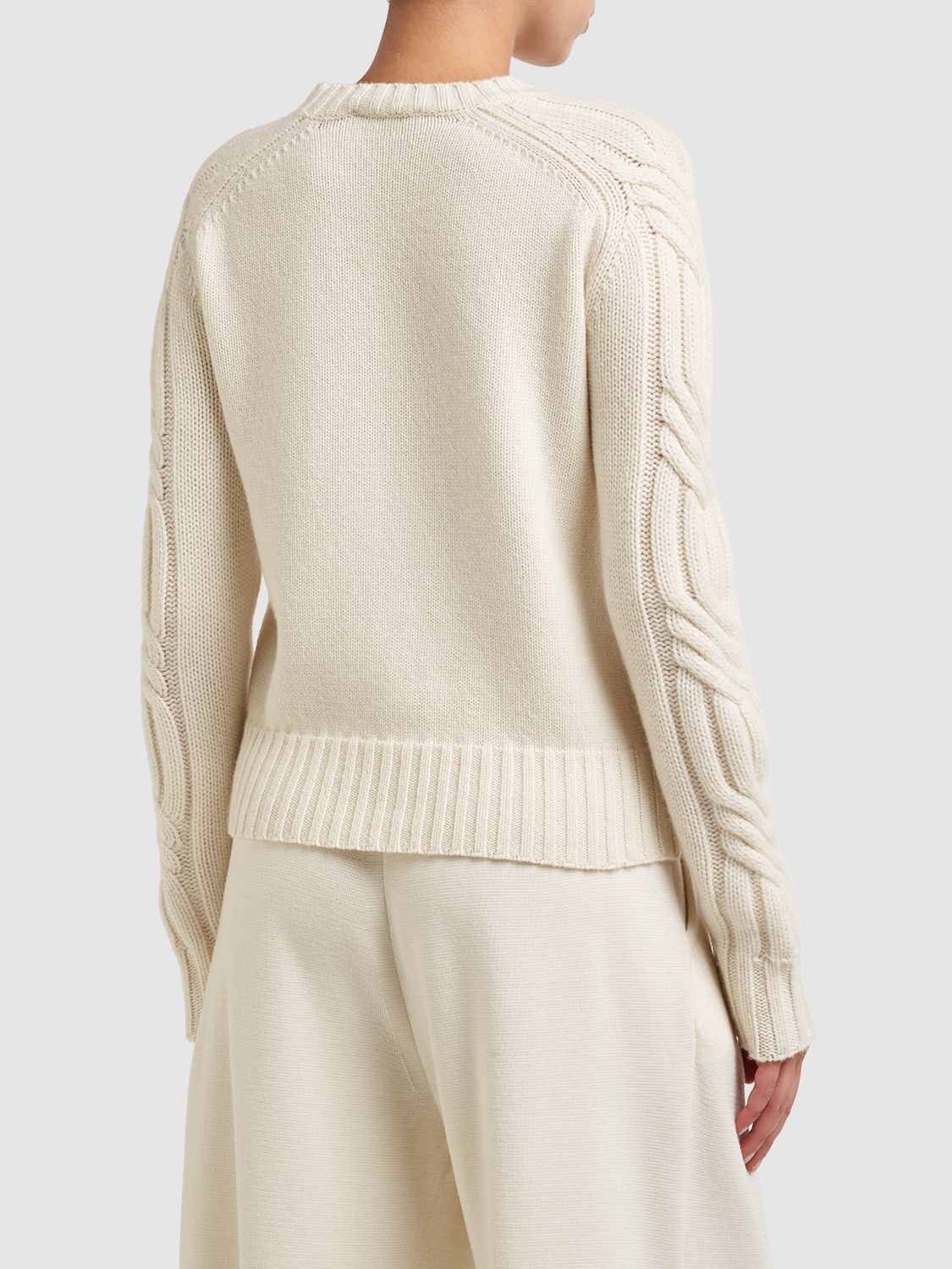 Shop Max Mara Berlina Cashmere Side Braid Sweater In Ivory