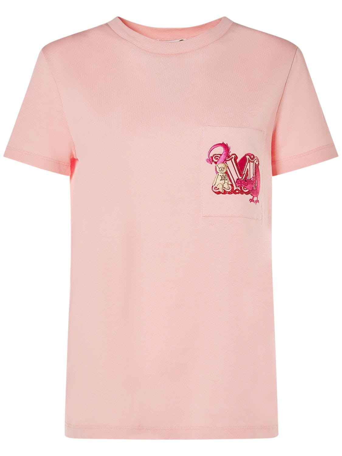 Shop Max Mara Elmo Embroidered Cotton T-shirt In Pink