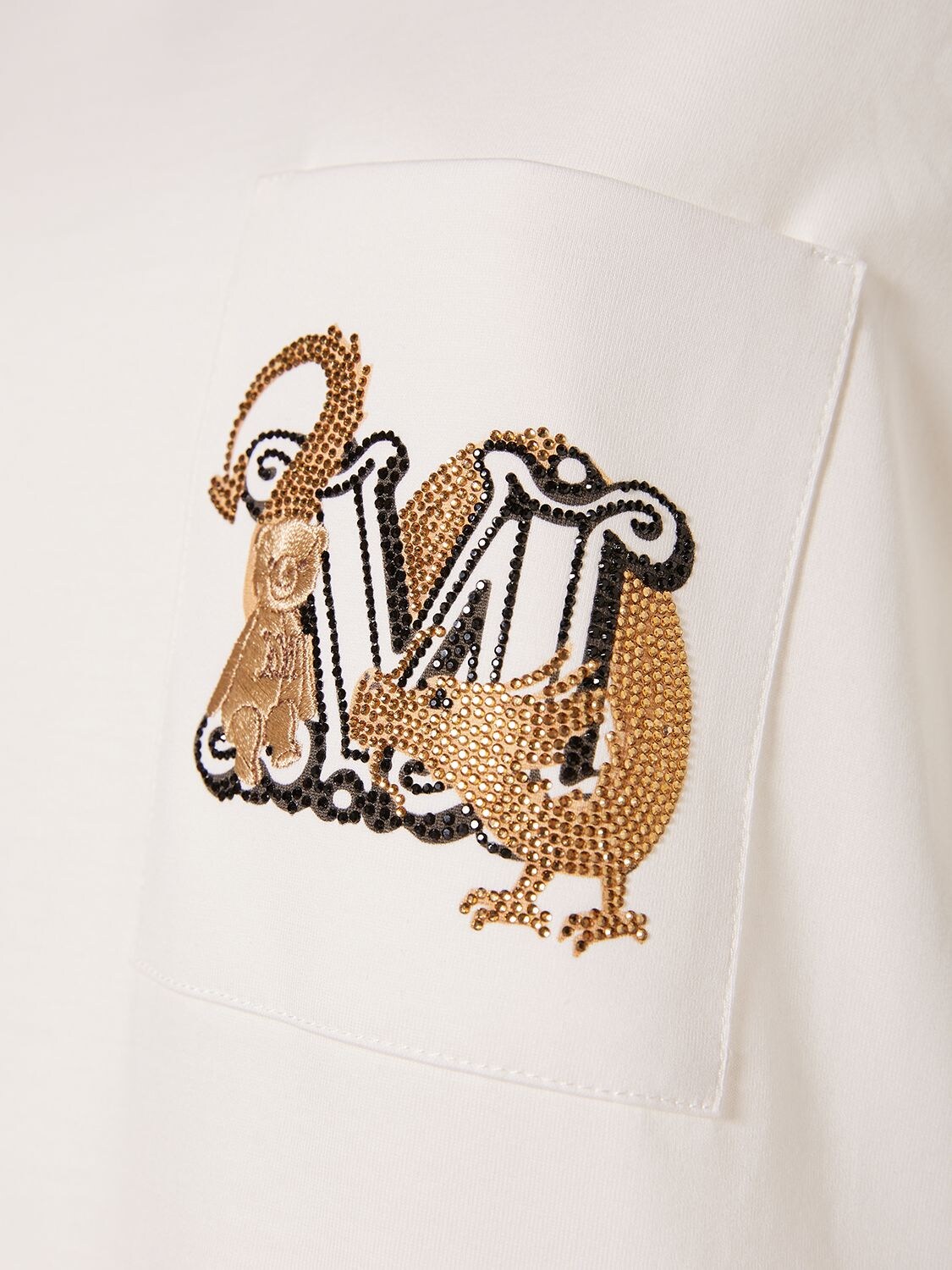 Shop Max Mara Elmo Embroidered Cotton T-shirt In White
