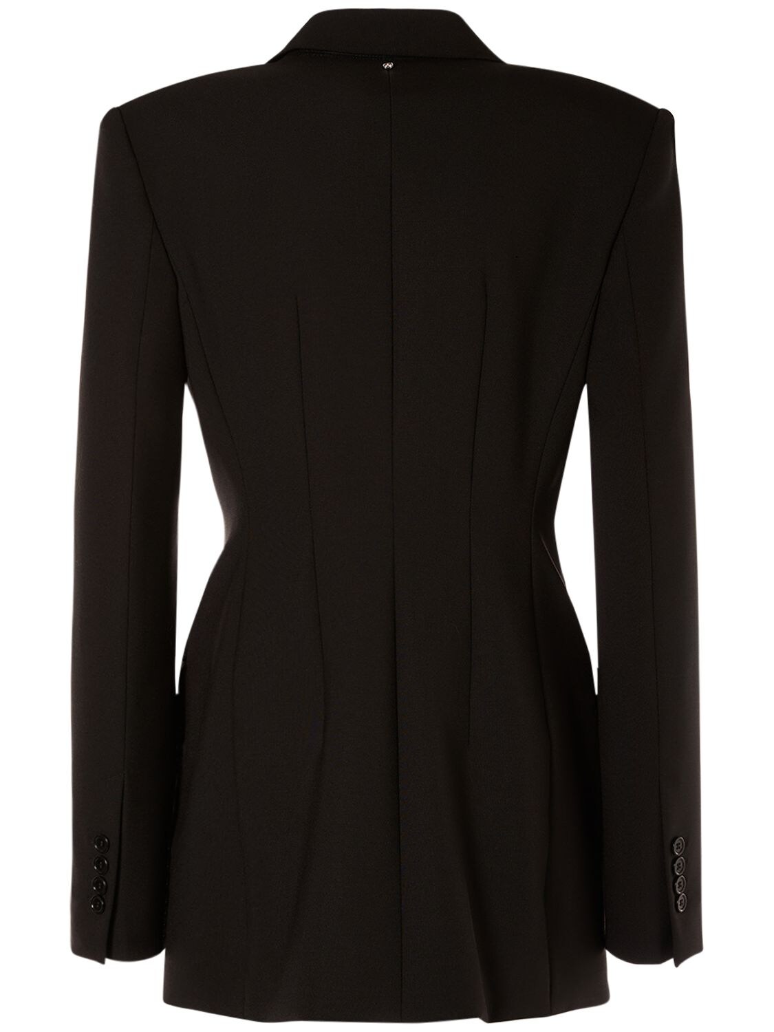 Sportmax Adamo Double Breasted Tailored Virgin Wool Blazer In Black