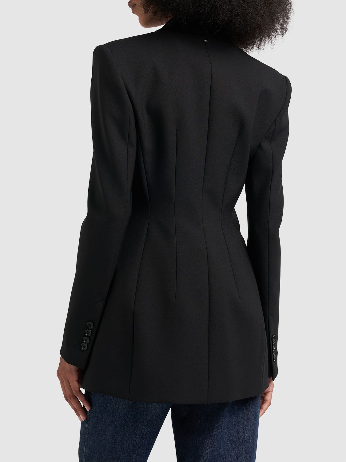 Sportmax Adamo Double Breasted Tailored Virgin Wool Blazer In Black