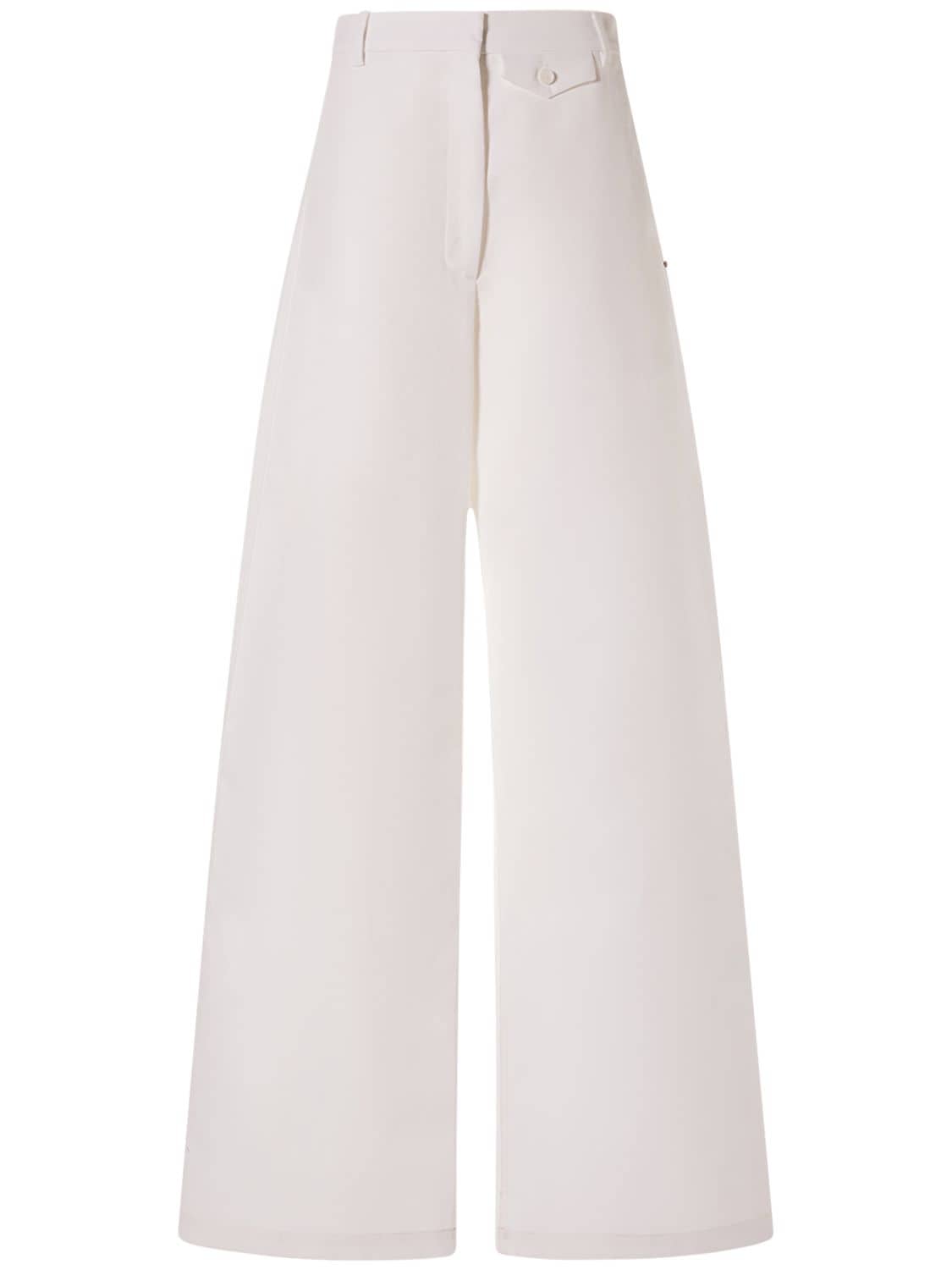 Sportmax Febo Cotton Canvas Low Waist Wide Pants In White